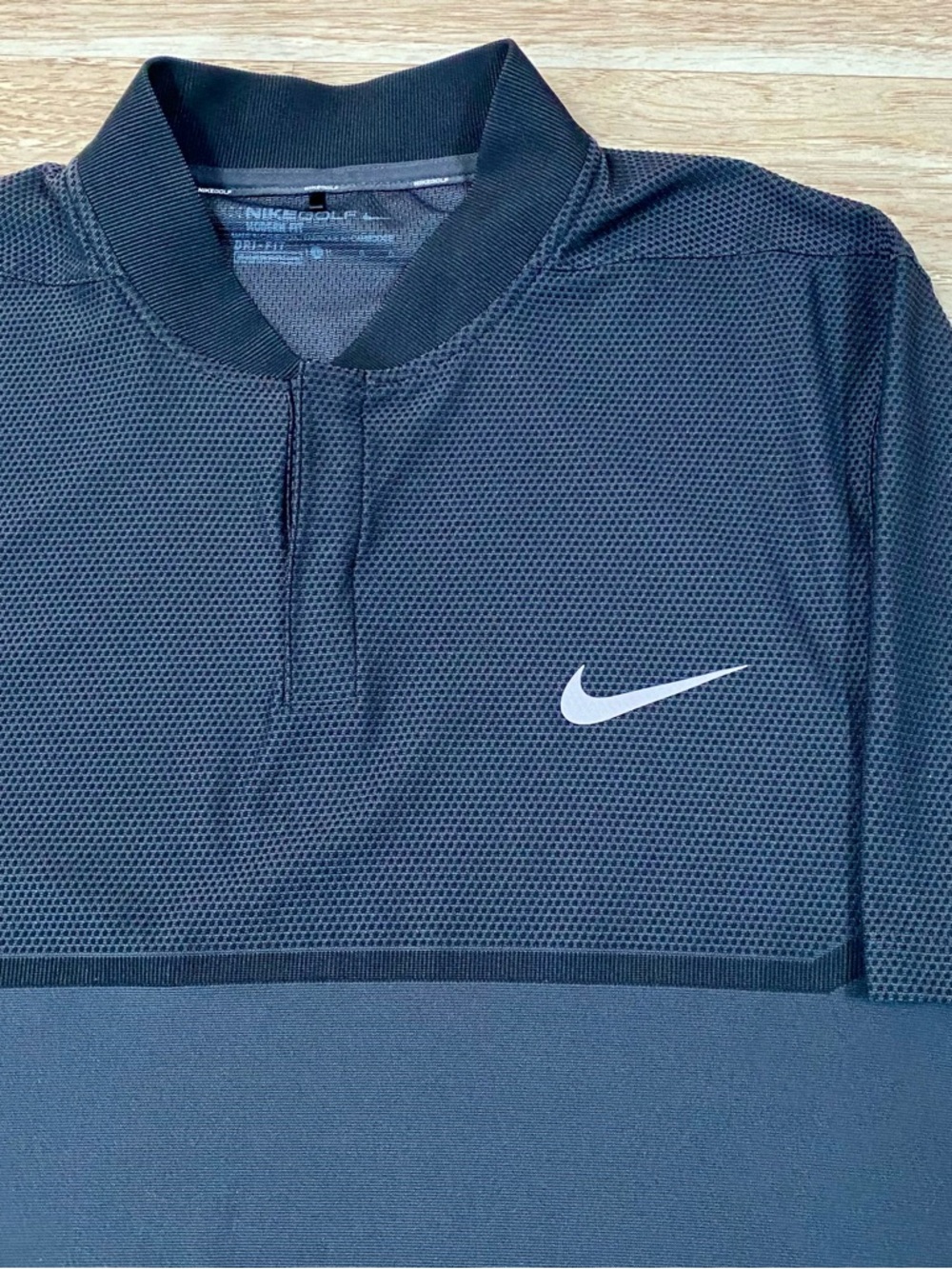 Nike Golf Polo Men’s L Anthracite Black Momentum Fly Swing Knit Blade Collar Top